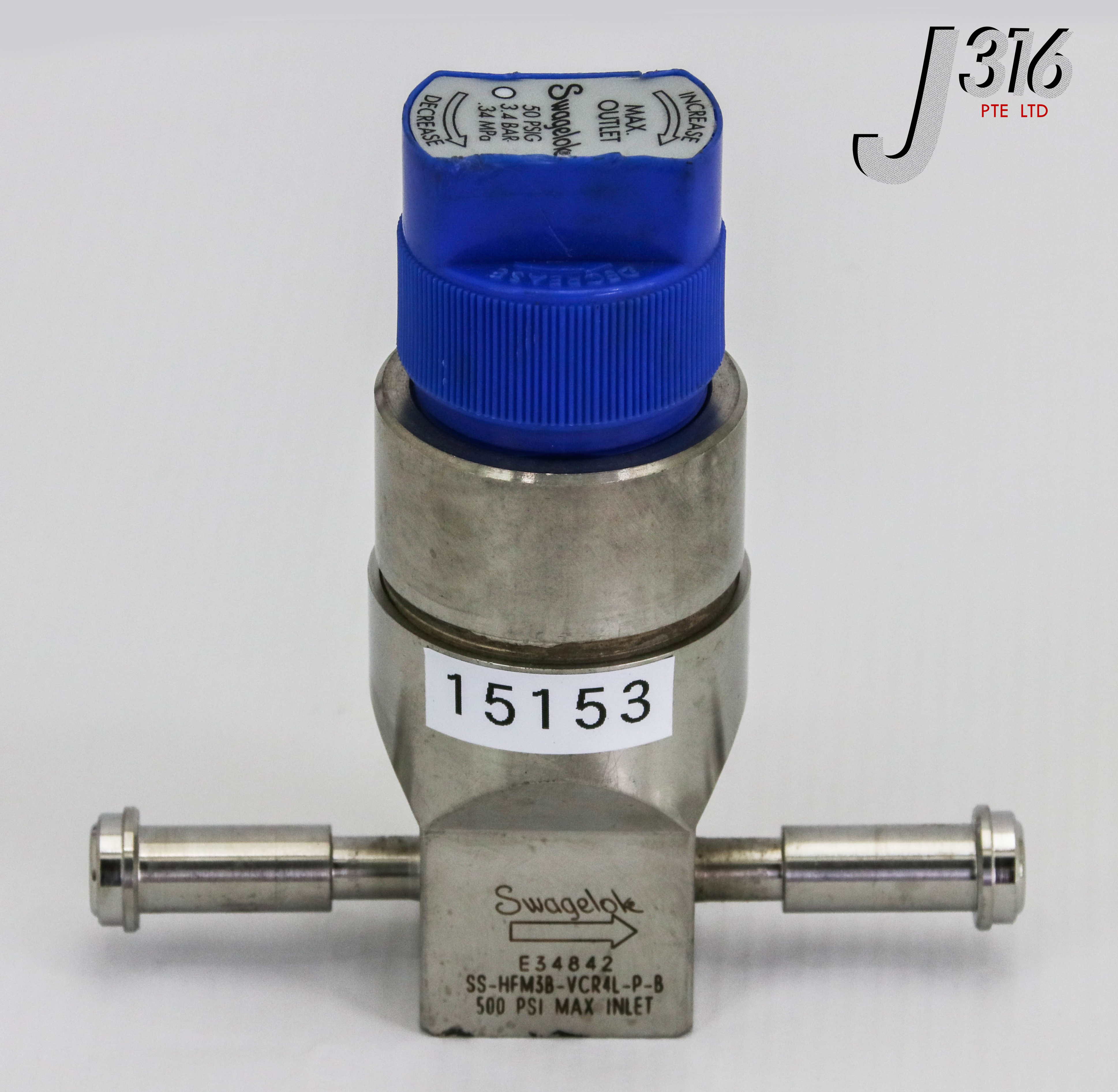 15153 SWAGELOK HIGH PRESSURE REGULATOR, 500PSI SS-HFM3B-VCR4L-P-B ...